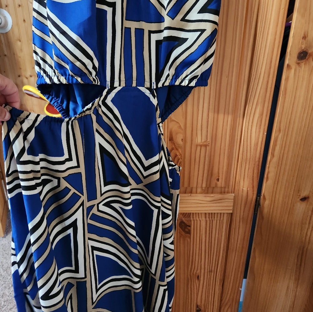 Nwt Womens Banana Republic Blue and White Geometric Dress - Picture 4 of 12